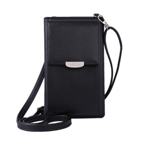 Women Casual Wallet Brand Cell Phone Wallet Big Card Holders Wallet Handbag Purse Clutch Messenger Shoulder Straps Bag: Black