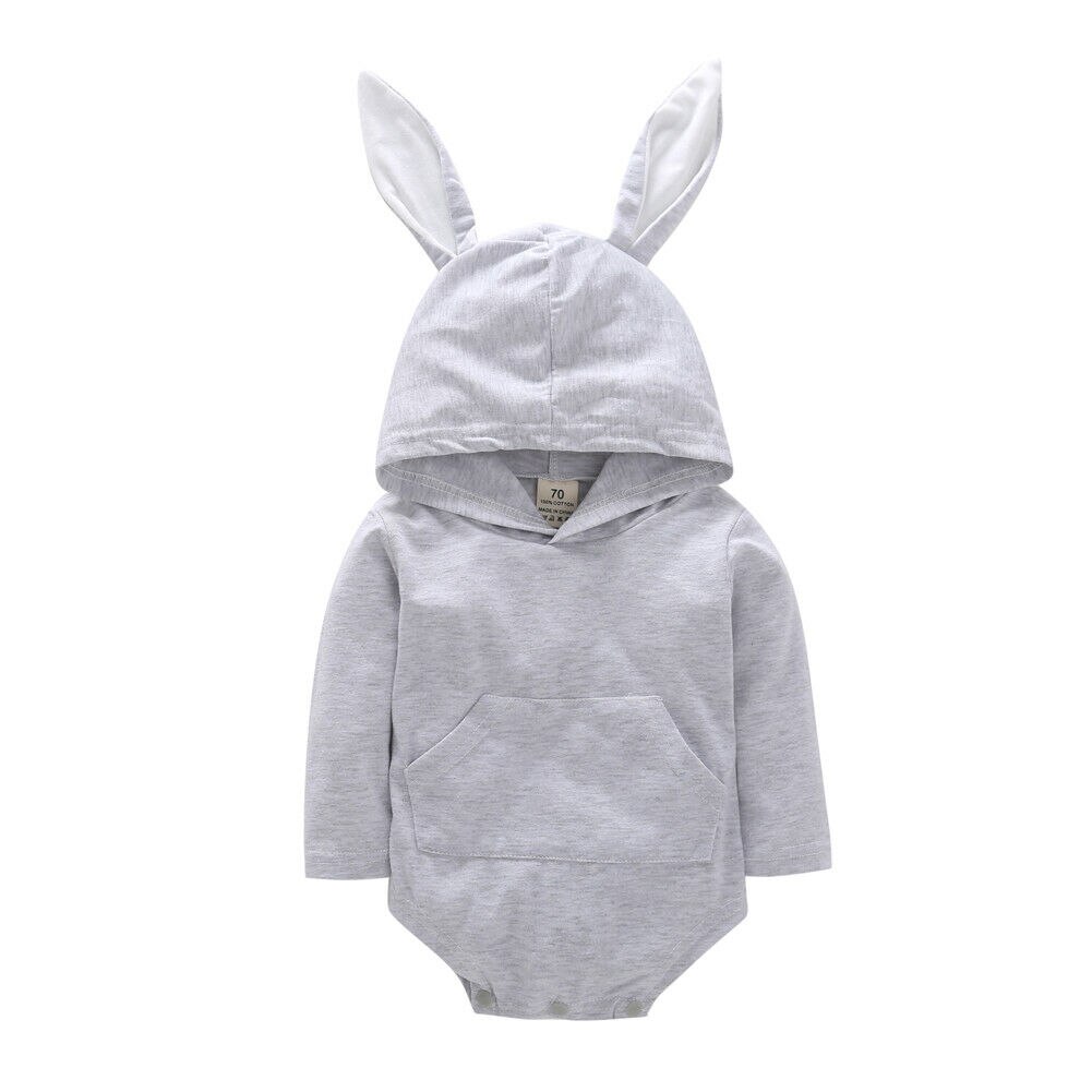 Herfst Winter Katoen Worm Romper Voor Baby Jongen Meisje Bodysuit Schattige Konijn Oor Kostuum Pasgeboren Kids Kleding 0-2 jaar: Grijs / 24M