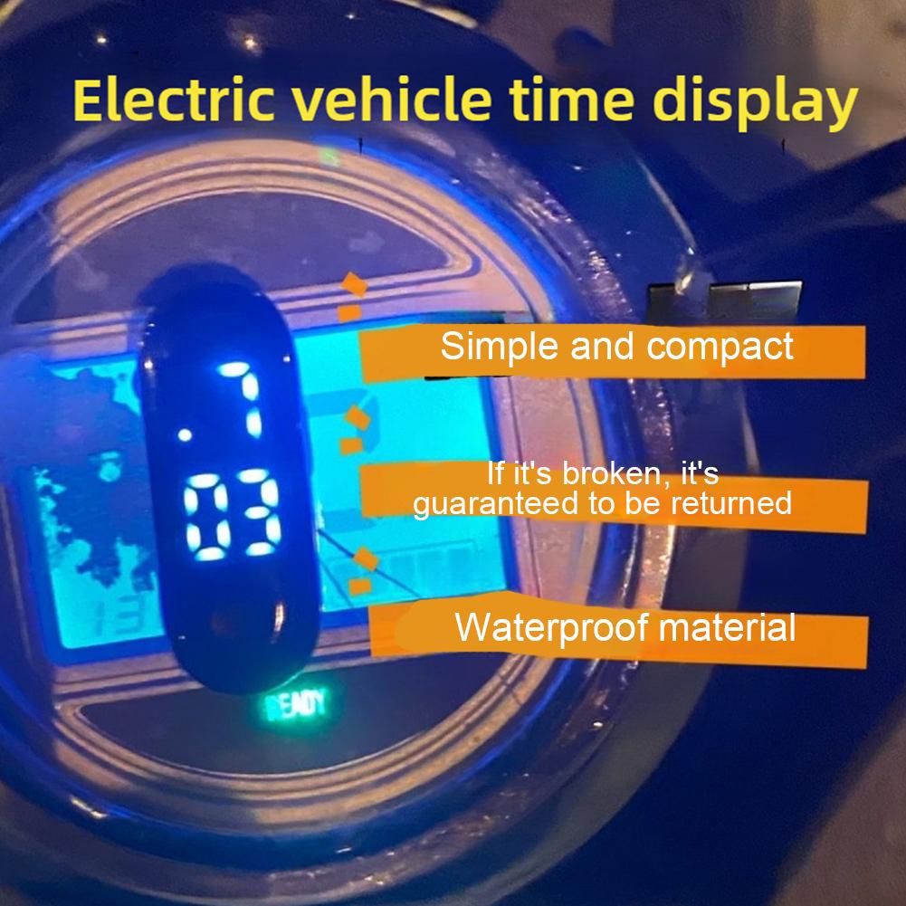 Digitaalinen aikanäyttö moottoripyörän sähköskootteriin kannettava elektroninen kello vedenpitävä valoisa digitaalinen näyttö led-kello