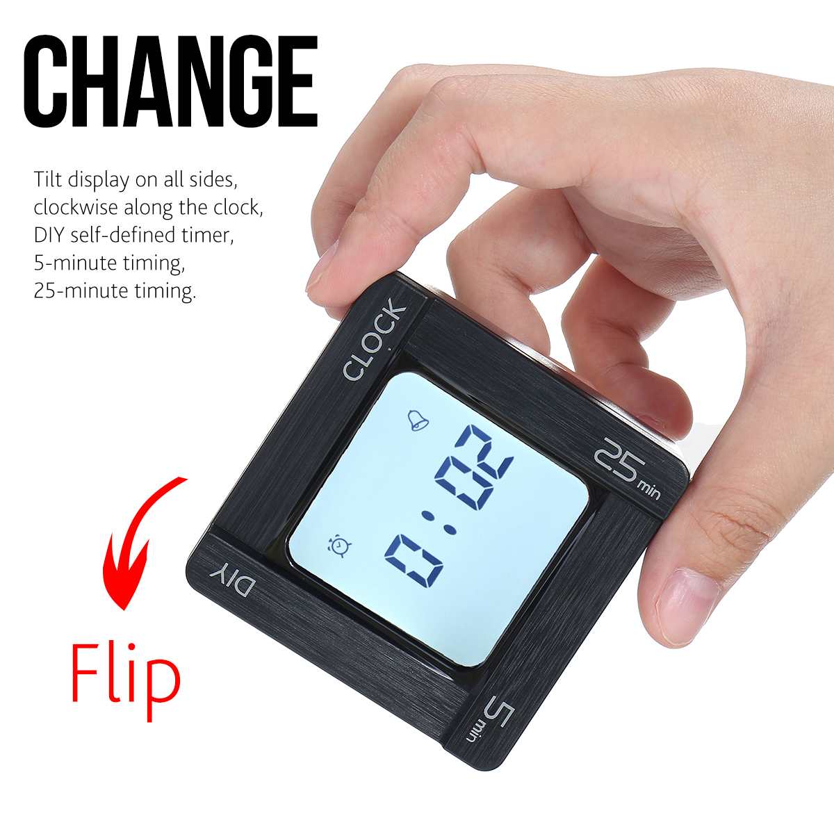 7 Color Digital LCD Alarm Clock Flip Vibration Reminder Timer Snooze Countdown Quartet Alarm Clock DIY Time Management