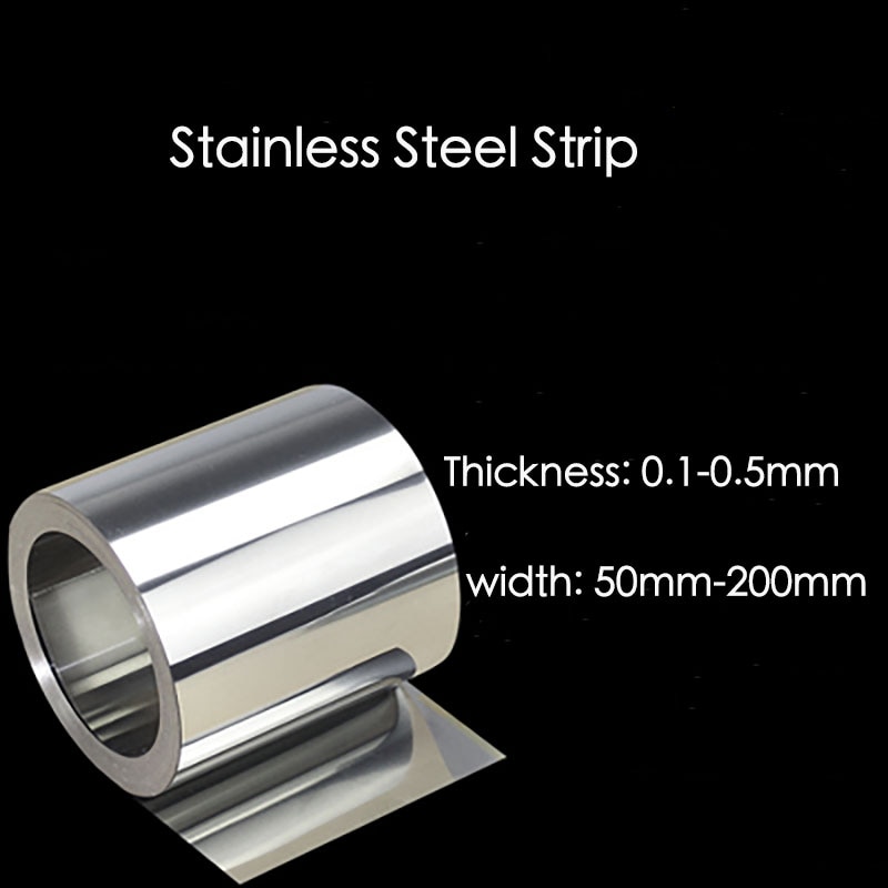 2 Meter Dunne Roestvrij Stalen Strip Dikte 0.1/0.2/0.3 Mm Rvs Vel Zilver Film Staal Folie
