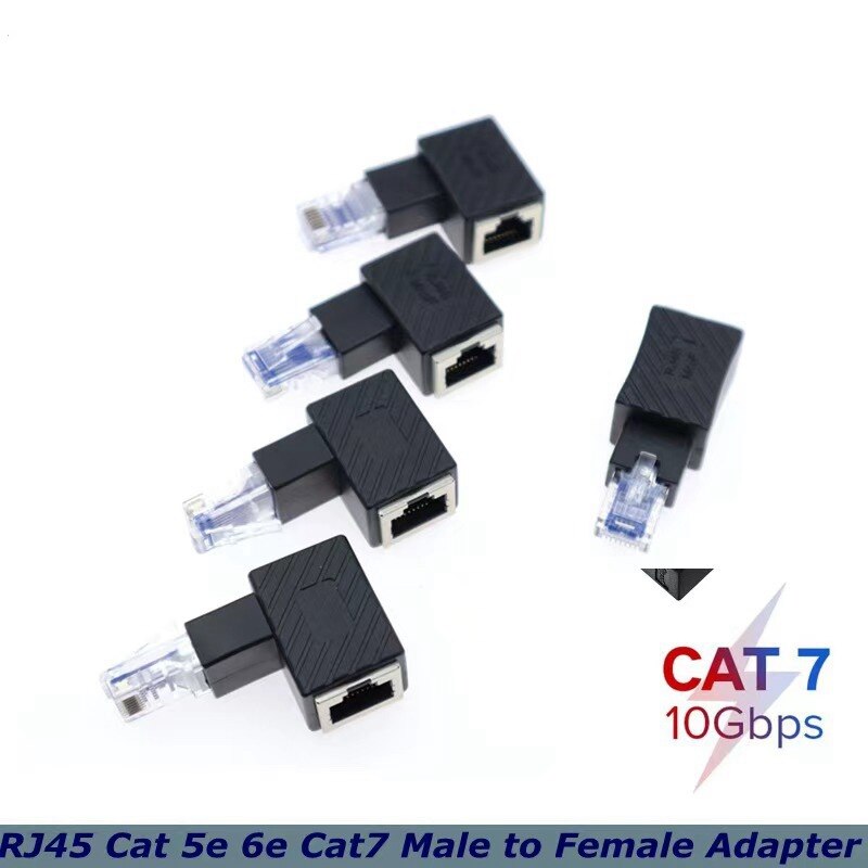 5 pièces de 90 degrés vers le bas gauche droite RJ45 Cat 5E 6E Cat7 mâle à femelle Lan Ethernet adaptateur d'extension de réseau