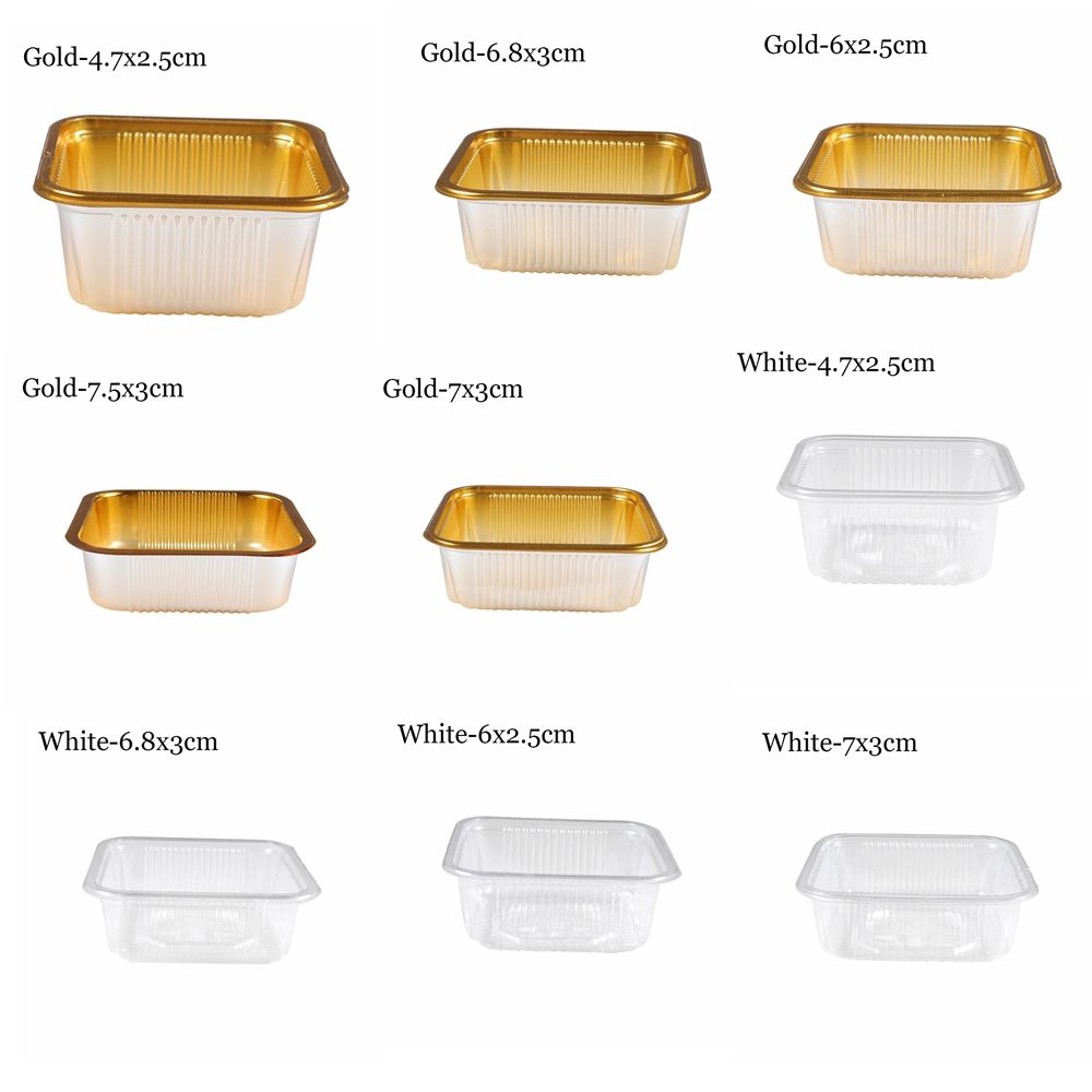 100pcs Moon Cake Bottom Tray Packaging Box Egg Yolk Crisp Mung Bean Cake Inner Tray Golden Thickened Blister Packing Plate Decor