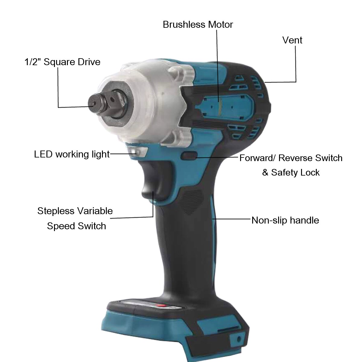 18V Electric screwdriver Impact Drill 1/2" 2-Speed Rechargable Electric Screwdriver Drill Li-Ion Battery For Makita Battery