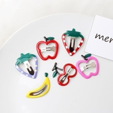 Lindo bebé niñas 3 piezas juegos distribución aleatoria de tres Barrette lindo dulce plástico forma de fruta Headwear Barrettes