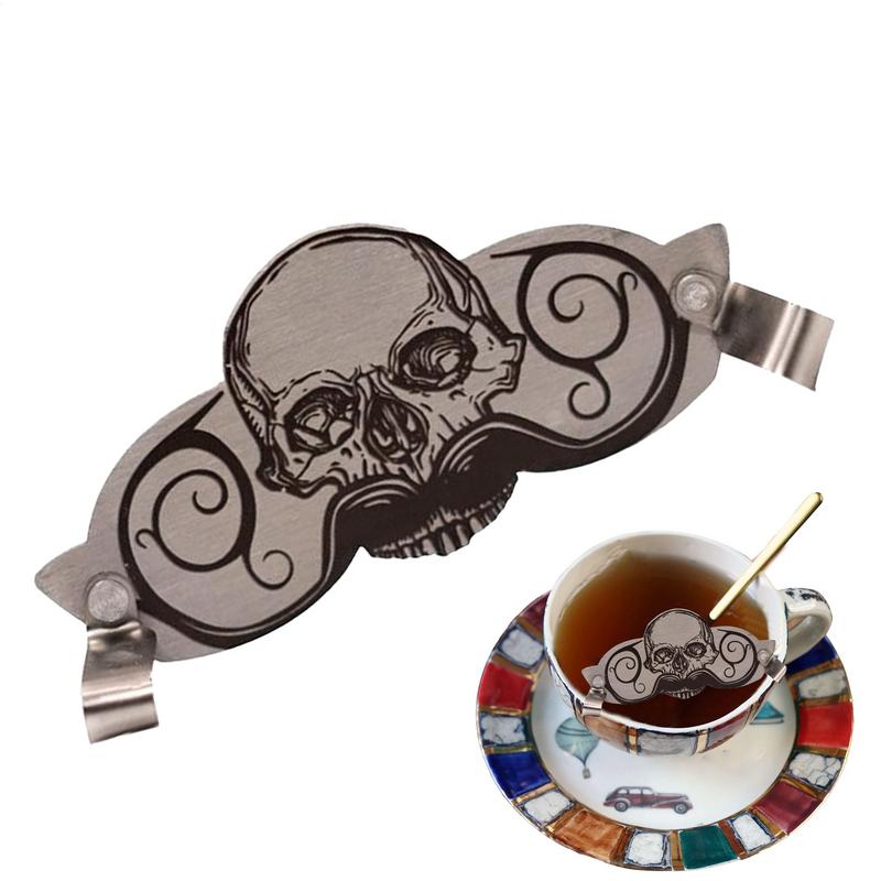 Protège-Moustache en Acier Inoxydable, de Crâne, Décoratif, Innovant, Multifonctionnel, pour Boisson