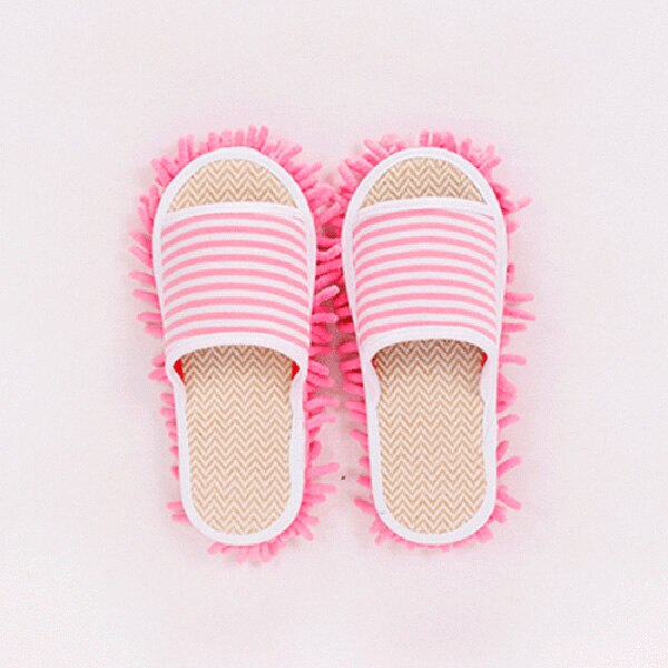 Chanclas para limpieza de suelo, accesorio para limpiar el pie, mopa, zapatos, herramienta de limpieza, 1 par: Pink Stripe / M