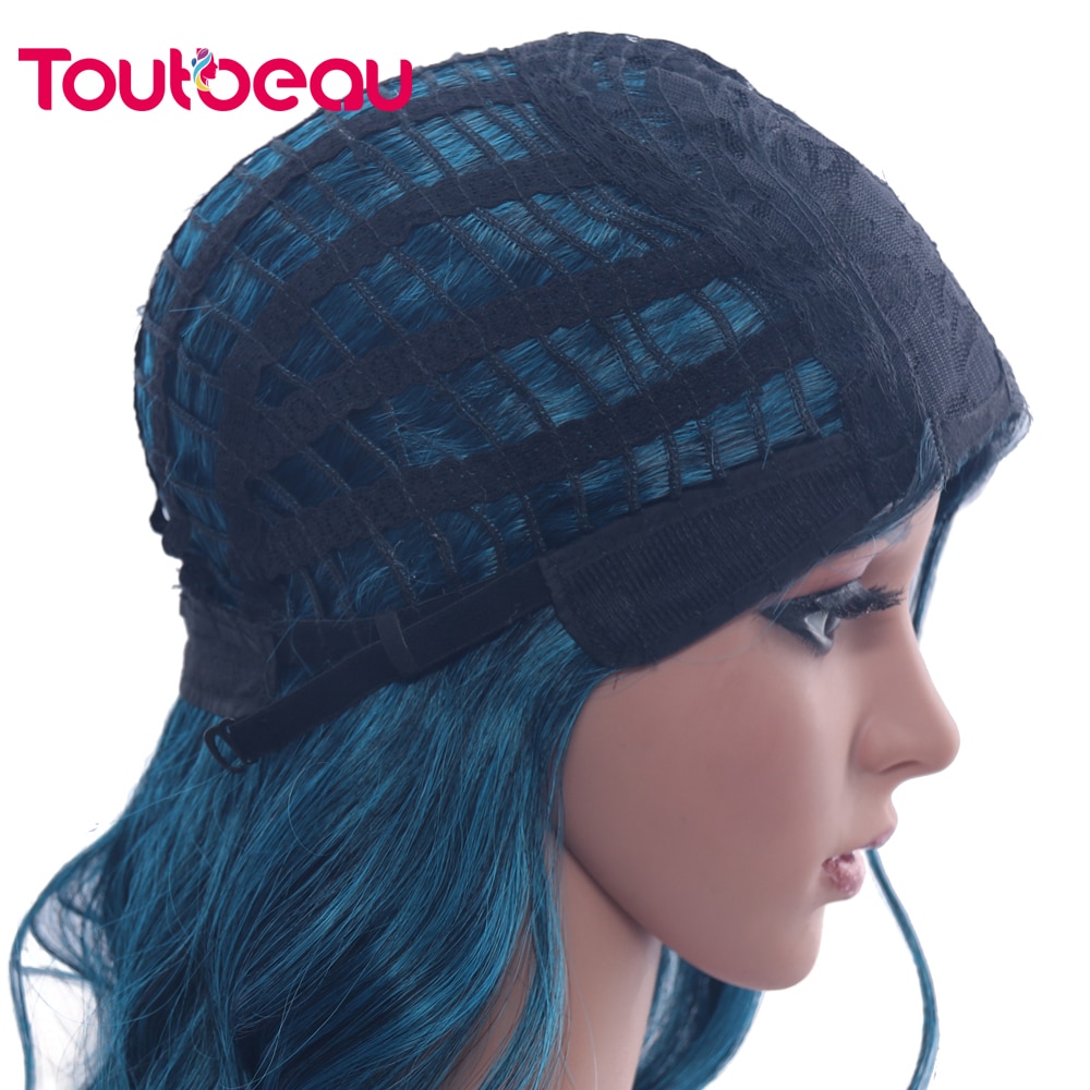 Blue Wigs Medium Length Curly Wigs 16inch Mix-Blue Side Part Wigs Synthetic Wavy Wig Costume Cosplay Wig Heat Resistant Fiber