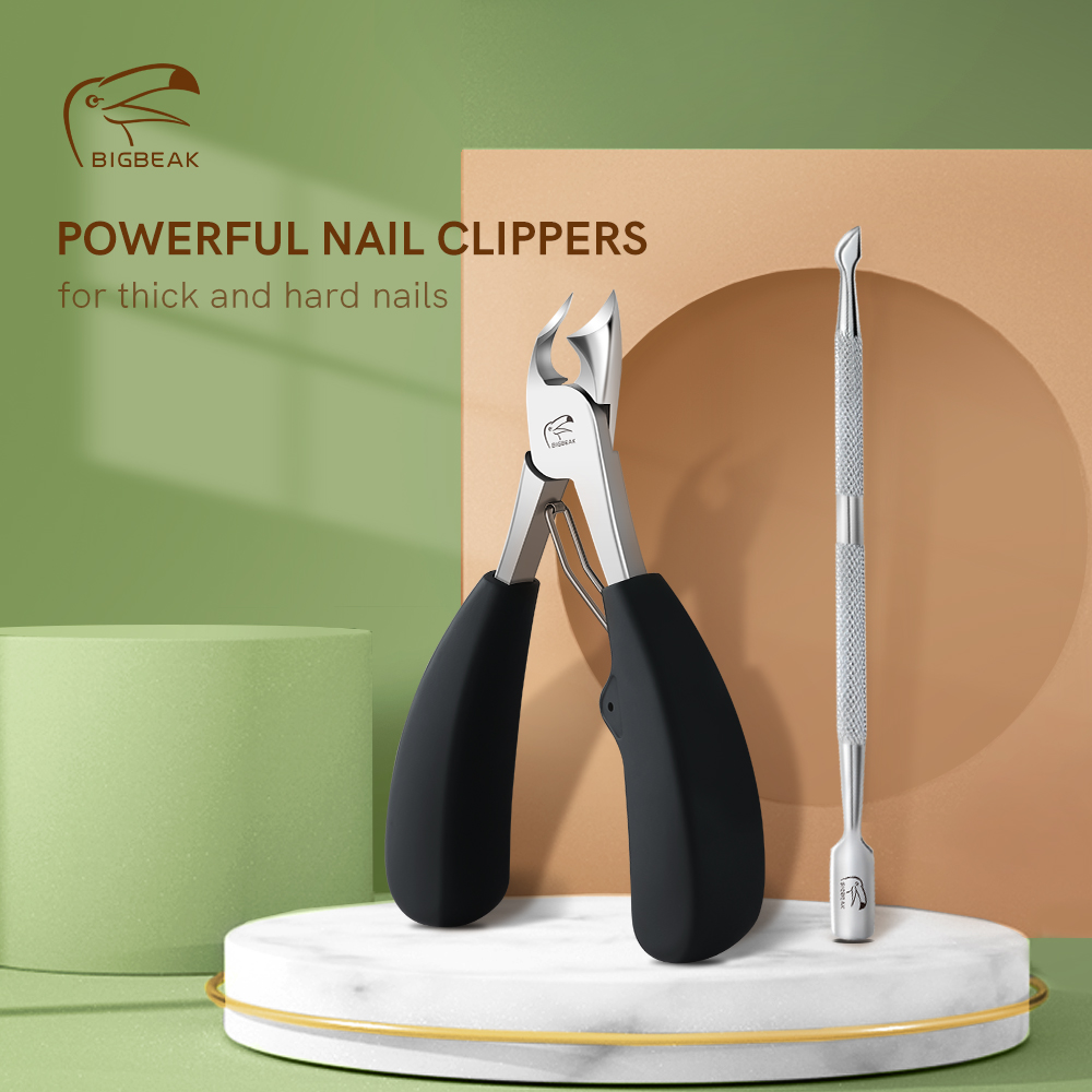 Bigbeak Rvs Nagelknipper Set Dik En Hard Nail Cutter Cuticle Pusher Voor Dead Skin Remover Pedicure Manicure Tool
