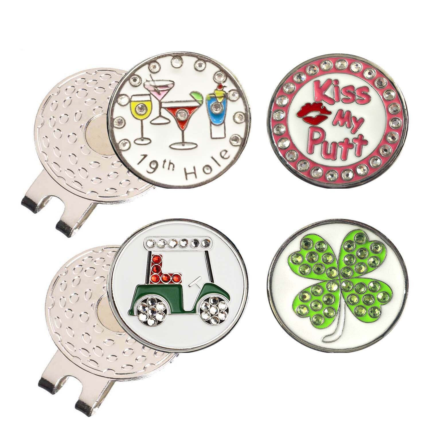 Langlebige Starke Entfernbare Magnetische Golf Hütte Clip 2 Stck mit 4 Golf Ball Marker Legt Leicht zu Kappe: Stil 9