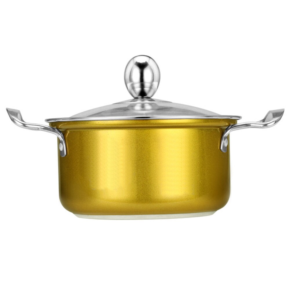 Marmite à soupe en acier inoxydable | Mini, 16CM, 1 personne, marmite avec lèvre Anti, ustensiles de cuisine: YELLOW