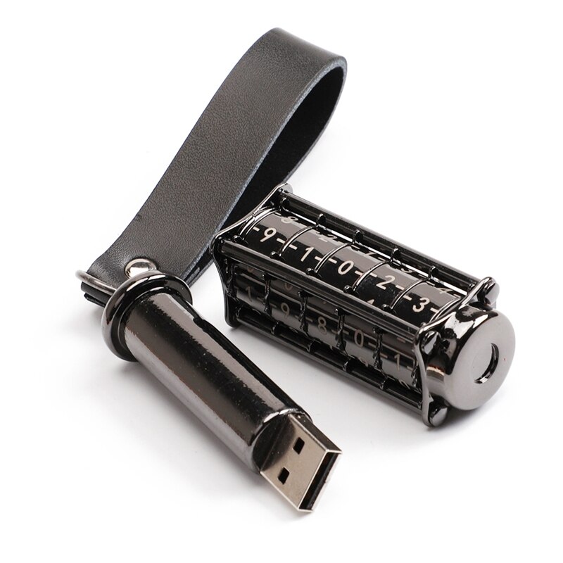 Mini USB Flash Drive Rotating High Speed U Stick Memory Stick 64GB with a Mechanical Combination Lock