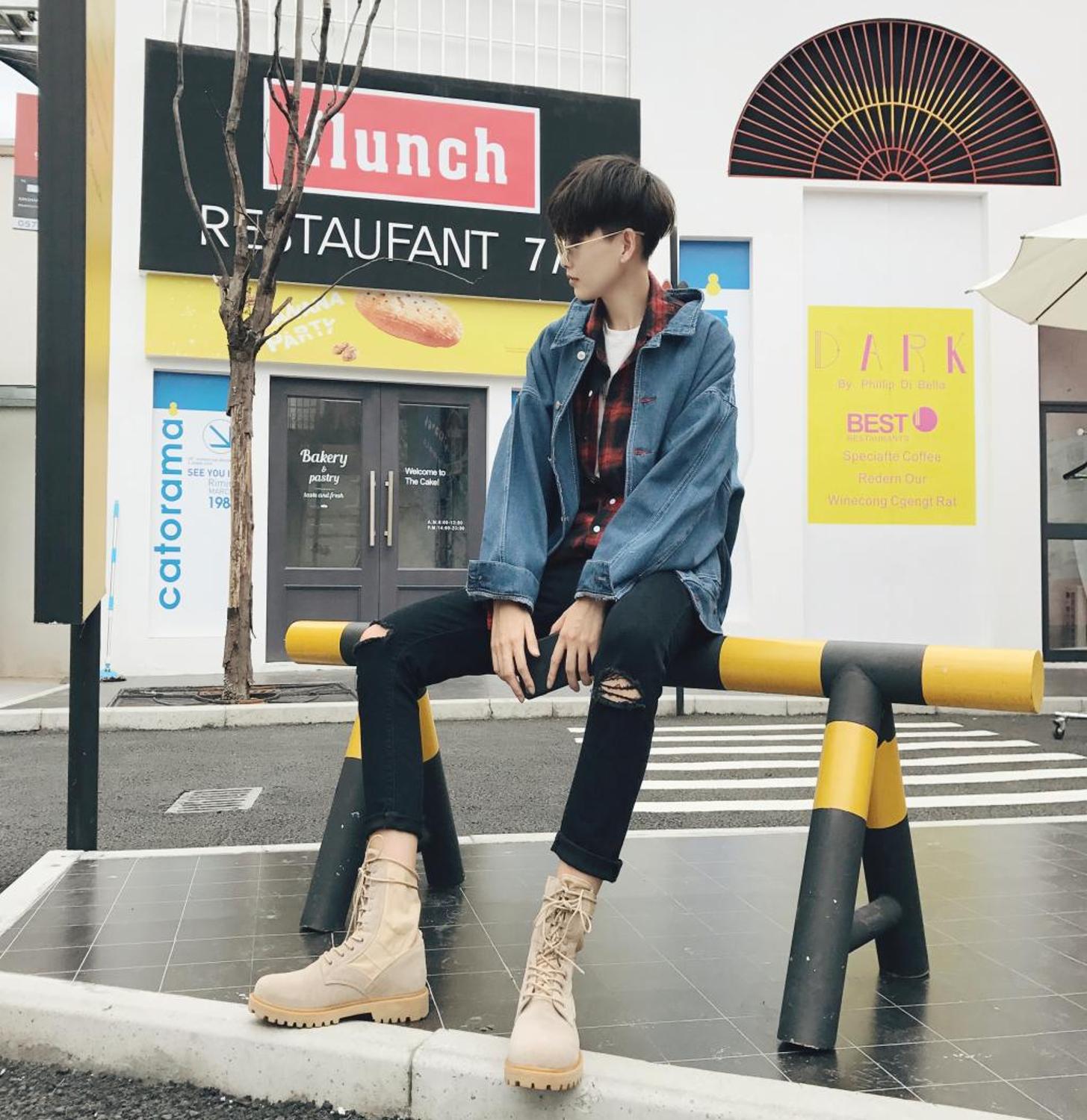 Spring Autumn streetwear hip hop jacket loose jacket youth jacket trendy men\&#39;s teenagers casual coat denim jacket