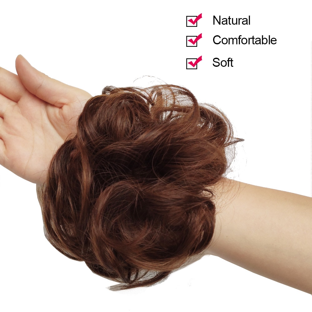 Jeedou Synthetic Messy Hair Bun Chignon Donut Pad Elastic Hair Rope Rubber Band Hairpiece