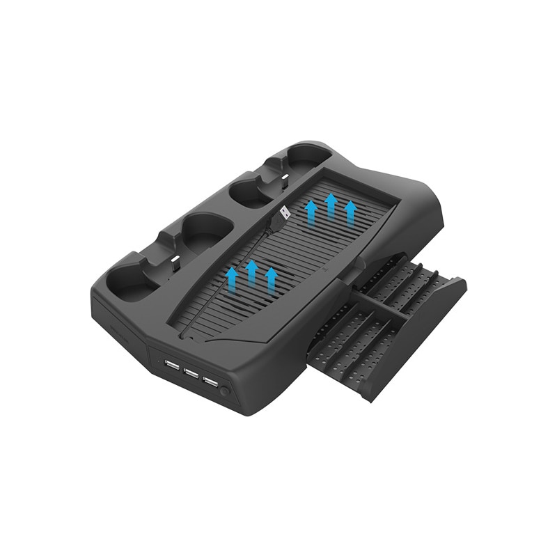 Soporte DE carga para PS5 3 en 1, base DE almacenamiento DE disco DE juego con ventilador DE refrigeración multifunción, base DE asa