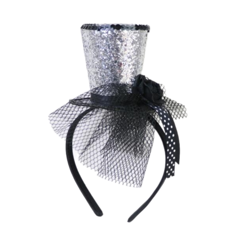Slør top hat fascinators hårbøjle tehat til piger børn vintage pilleæskehat tehat fascinators halloween