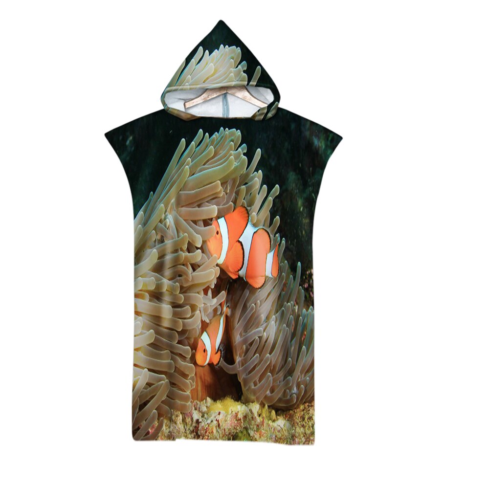 Blue Marine Leven Kleurrijke Vis Oceaan Afdrukken Microfiber Strand Poncho Handdoek Volwassenen Zachte Hooded Badhanddoeken: 2