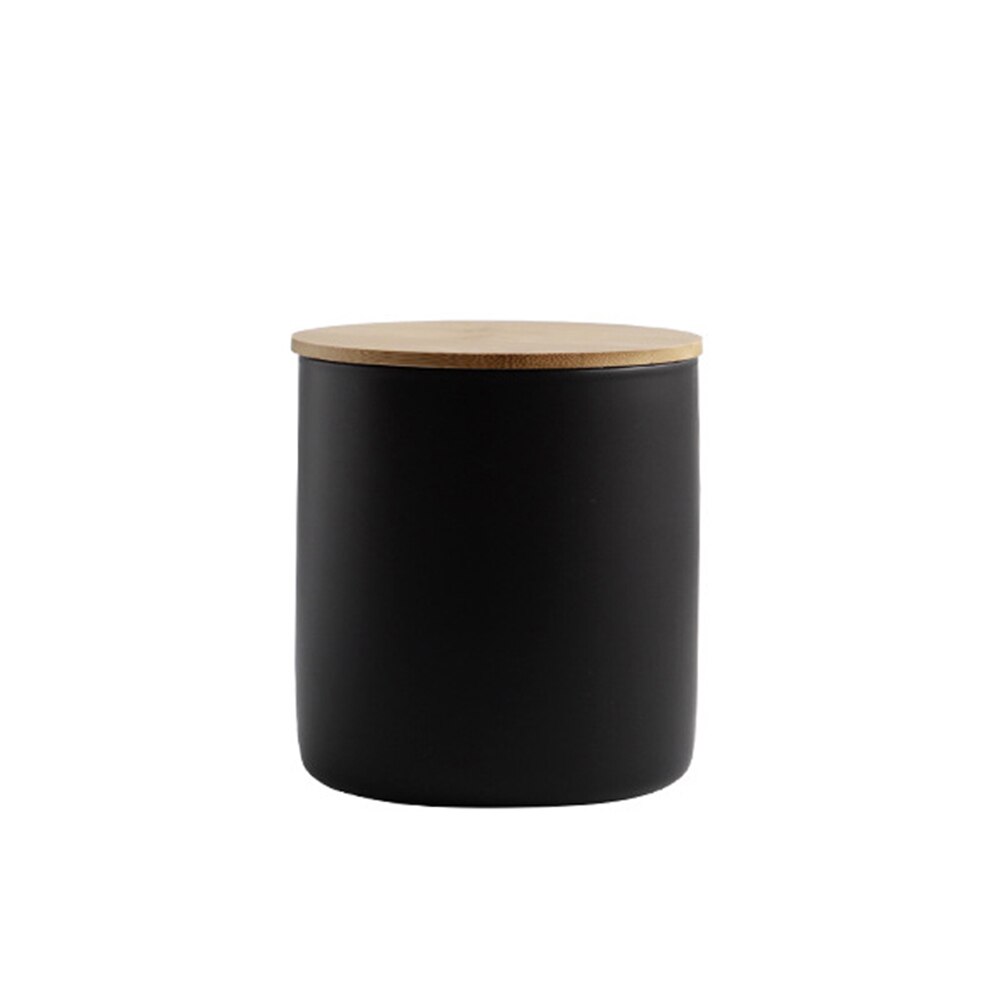 Keramiske redskabsopbevaringsbeholdere crock kaffebeholder med låg til mad tørre varer køkken smr 88: Sort s