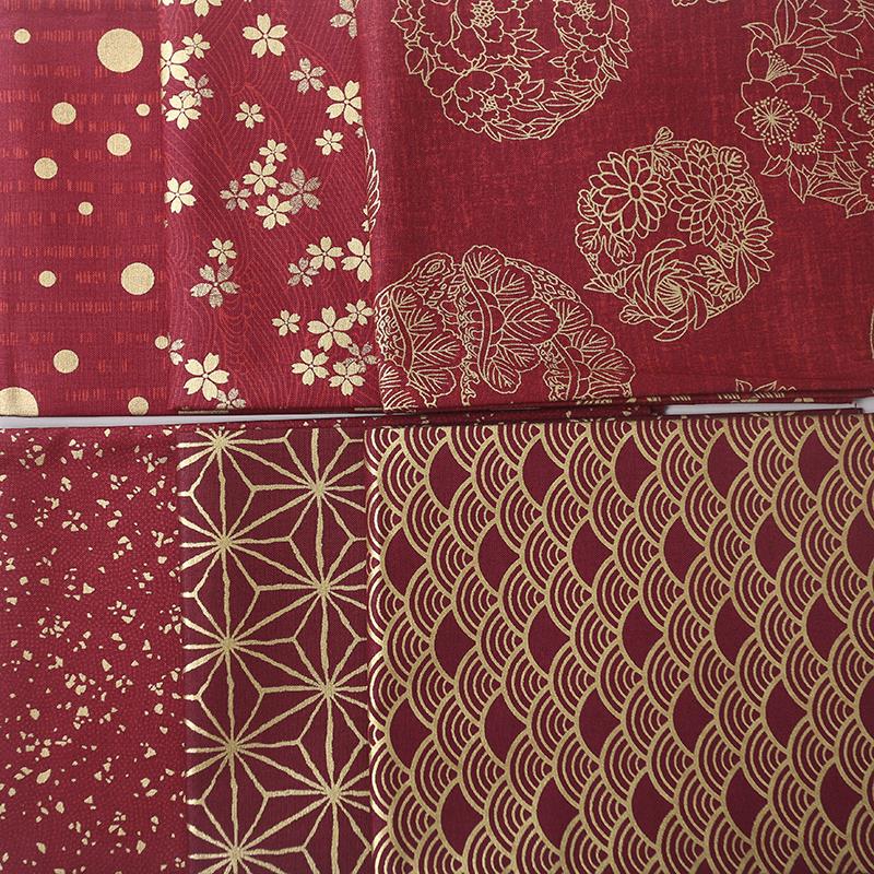 Leo & Lin Meerdere Kleuren Donker Rode Golf Stempelen Afdrukken Japanse Kimono Herstellen Van Patchwork Katoen Stof Tissus 50Cm
