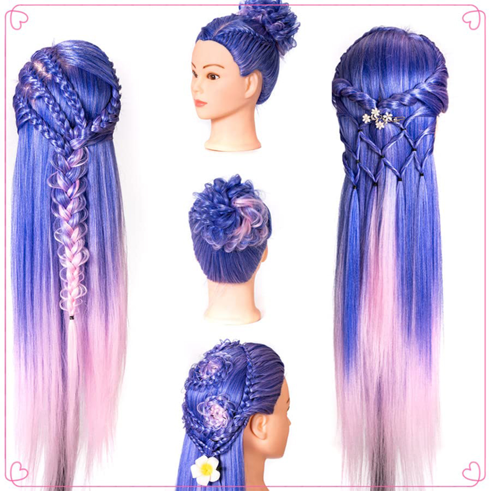 70cm Long Doll Head For Hairstyles Mannequin Head With 100% Synthetic Long Hair Training Head For Braid Hairdressing With