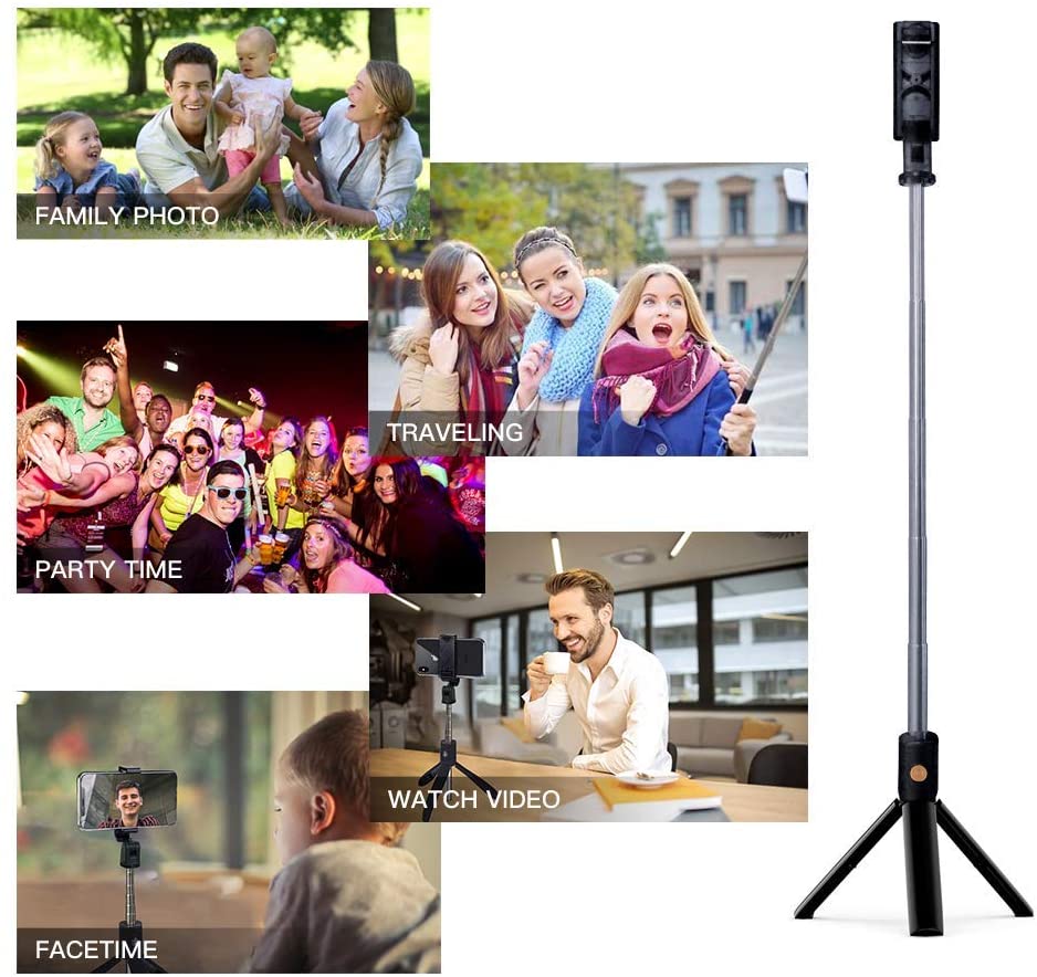 YTOM Selfie Stock, 3 in 1 Erweiterbar Selfie Stock Stativ mit Abnehmbare Bluetooth kabellos Fernbedienung Telefon Halfter Für smartphone