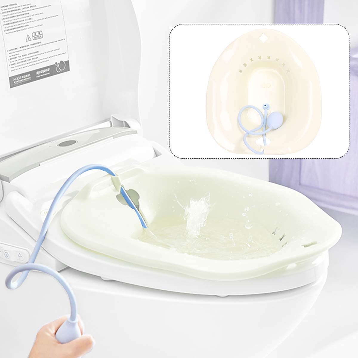Badekar badekar hofteflusher badekar gasning badekar til barsel gravide kvinder hæmorroider patienter toilet badeværelse: Lysegul