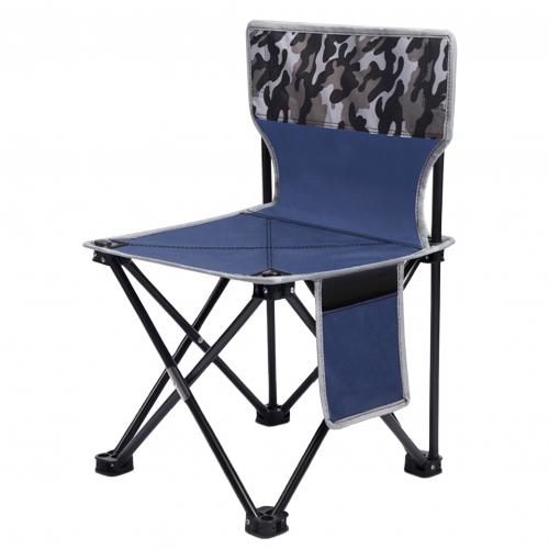 Silla plegable portátil para pesca, taburete para pintar bocetos al aire libre, para Camping, pesca, viaje, con bolsillo lateral, respaldo retráctil: Camouflage Blue