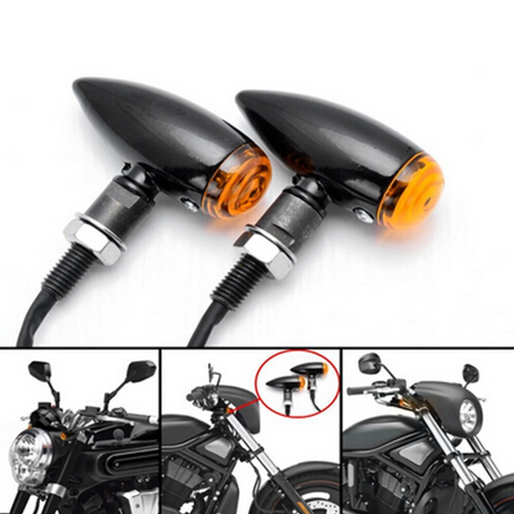 Zwart Mini Bullet LED Richtingaanwijzer Lamp voor Harley Honda Yamaha Suzuki Bobber Chopper Cafe Racer