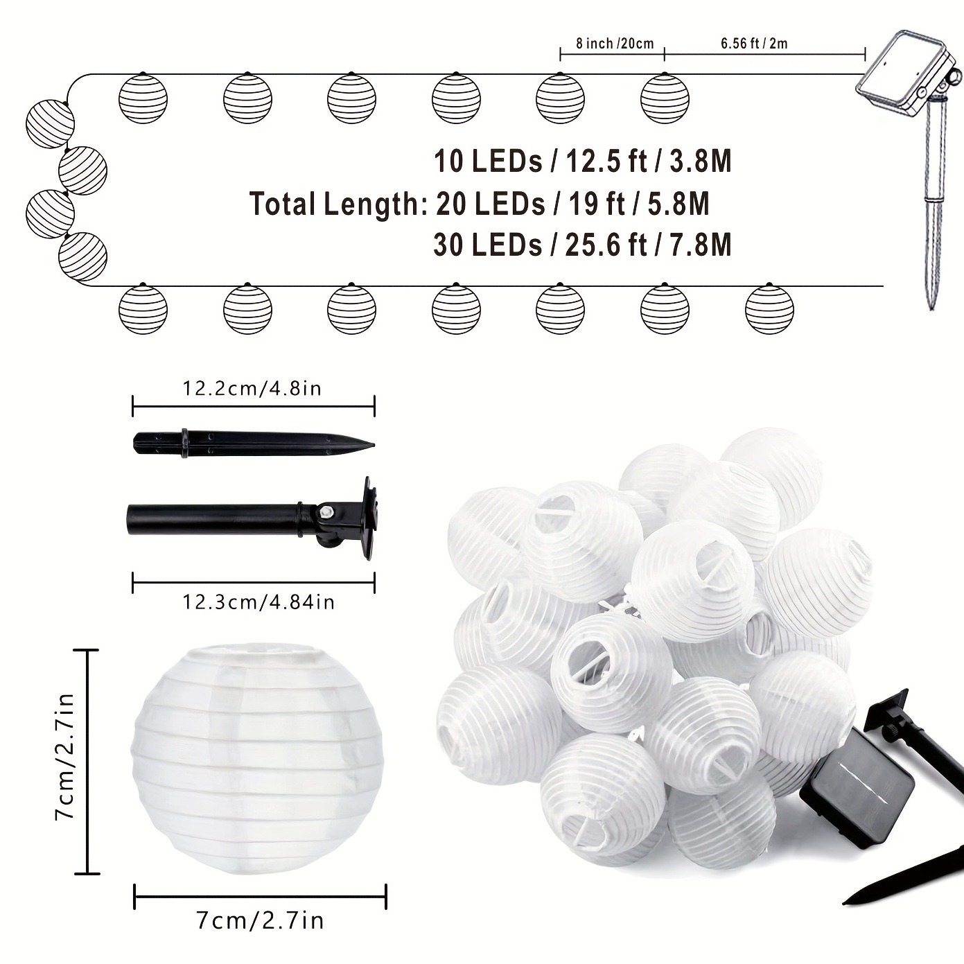 Linterna Solar LED, guirnalda de luces para exteriores, guirnaldas de luces, luz decorativa de jardín con energía Solar para de boda de Navidad
