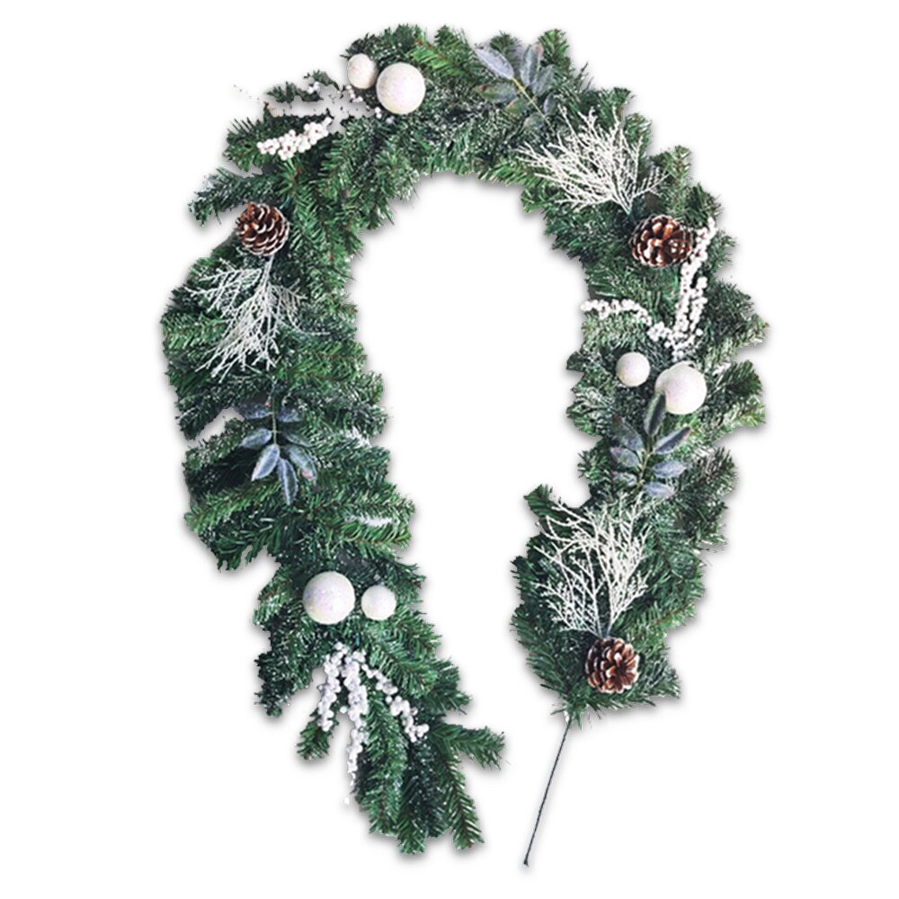 1.9/2.1m Christmas Wreath Christmas Artificial Garland Wreath Green Xmas Home Party Christmas Decor Rattan Hanging Ornament: B