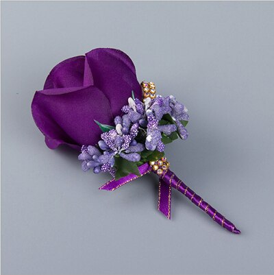 Corsage de mariage fait main avec des fleurs artificielles en soie, avec une broche pour homme, 1 pièce: Color 11