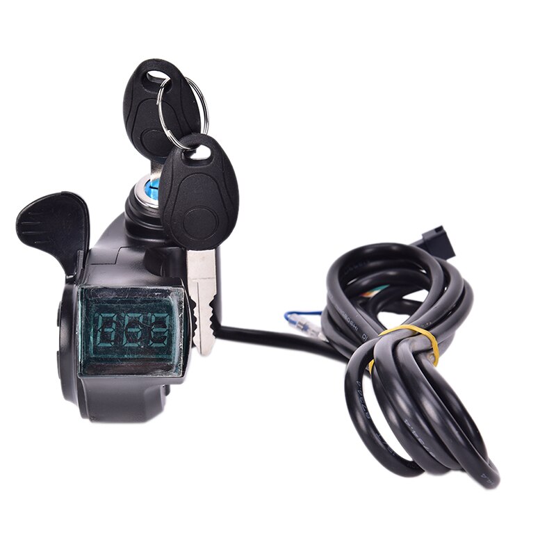 Electric Bike Half Wrist Throttle Grip Handle Indicator/Lock Key Knock Half Twist Throttle LED Display