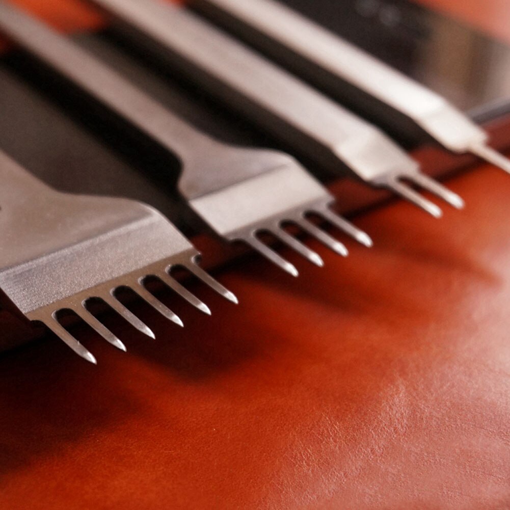 4pcs/set 3mm 4mm 5mm Leather Craft Tools Hole Punches Stitching Punch Tool 1+2+4+6 Prong Leathercraft Punching Tools Set