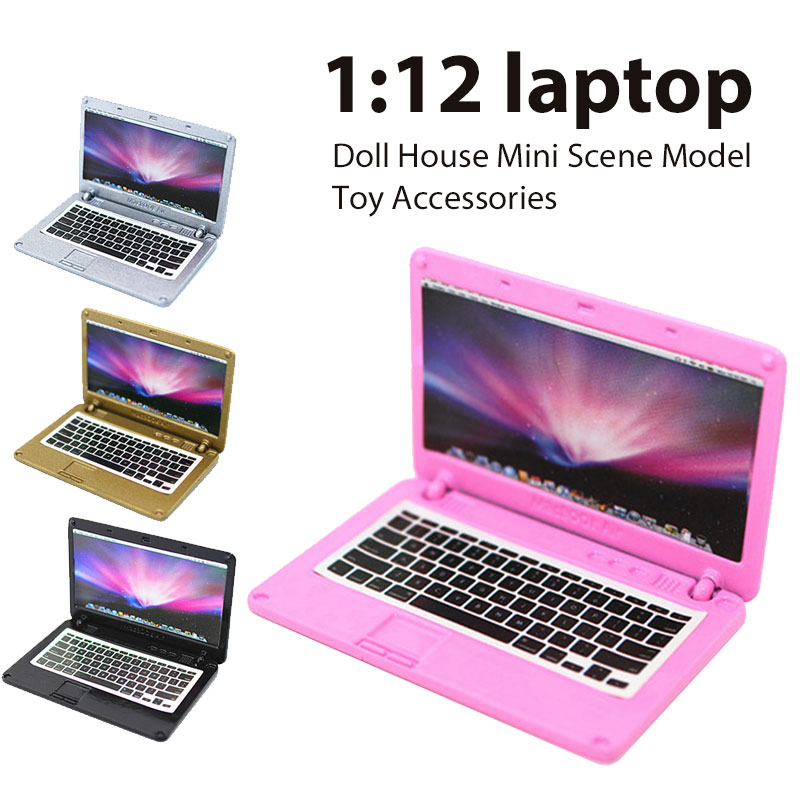 1:12 Mini Laptop Toy Dollhouse SceneBaby Kids Learning Machine Kid Laptop Toy Early Interactive Machine Alphabet Pronunciation