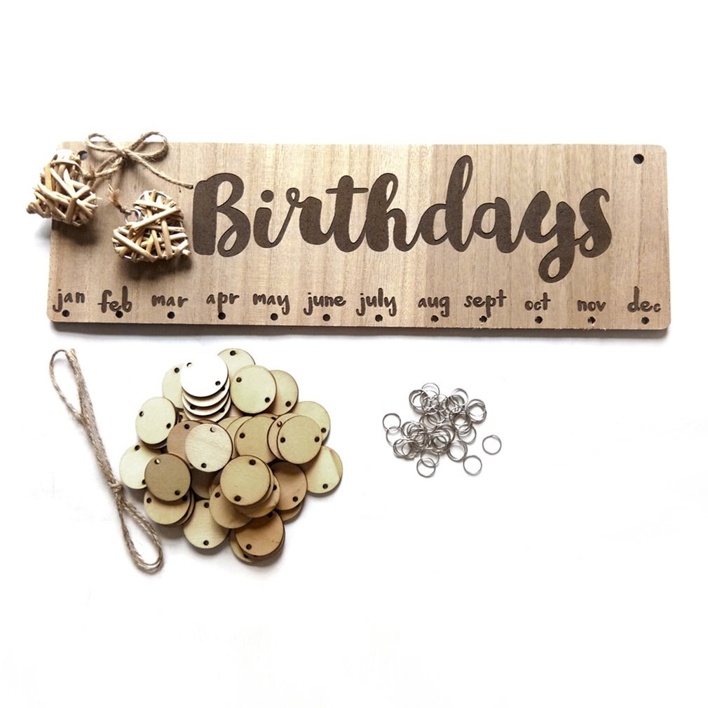Chritsmas Birthday Special Days Reminder Board Home Hanging Decor Wooden Calendar Board Hanging Ornament Year Decoration: Default Title