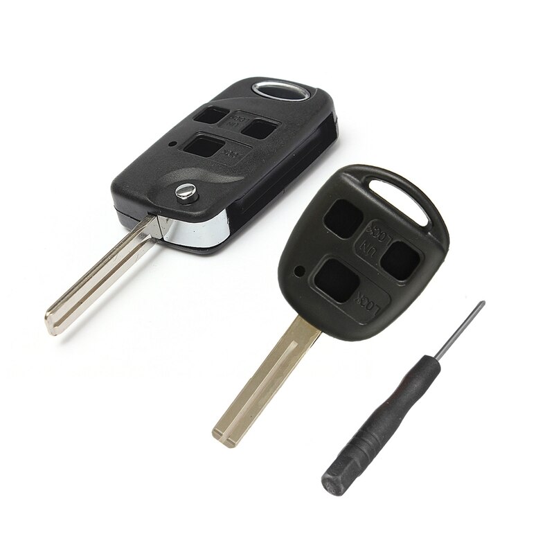 3 Buttons Conversion Flip Key Remote Fob Case for Lexus Is200 Ls400 & 3 Buttons Remote Key Shell Case Blank Blade Black