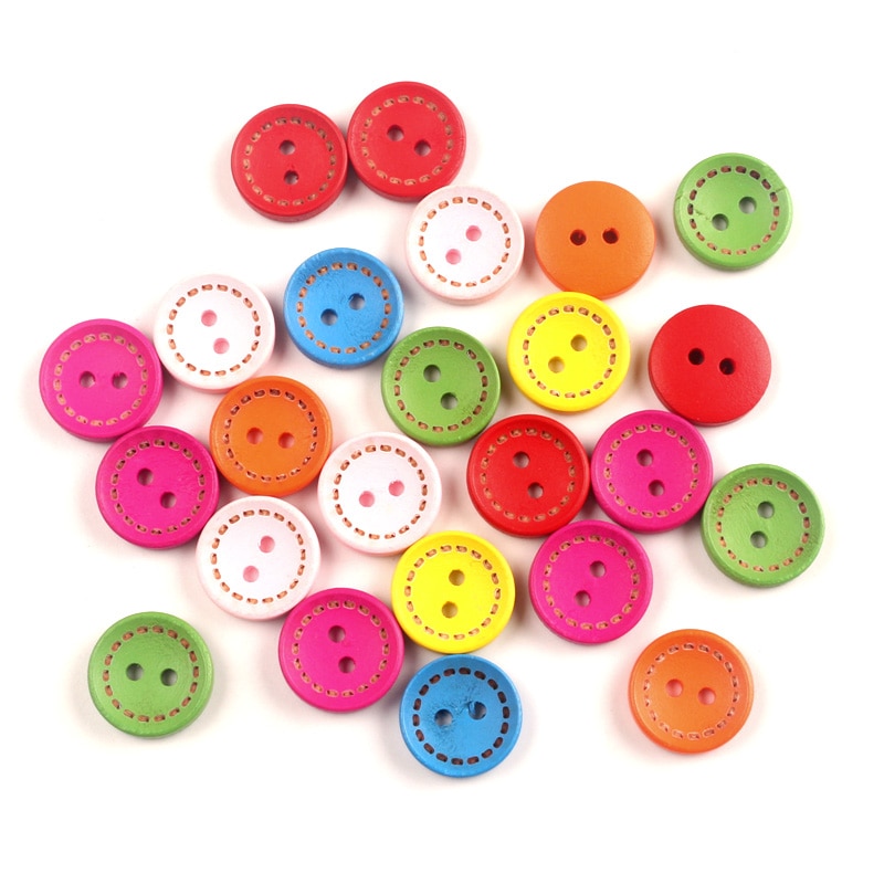 50 Stuks Gemengde 15Mm Houten Ronde Knoppen Voor Kleding Handwerken Scrapbooking Hout Botones Decoratieve Ambachten Diy Accessoires