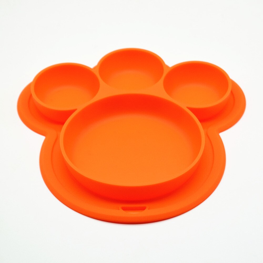 Baby siliconen bord, voedingsbakjes, bpa-vrij, zuignap, peutertrainingsservies, schattige cartoonbeer, kleurrijke borden voor kinderen: Oranje