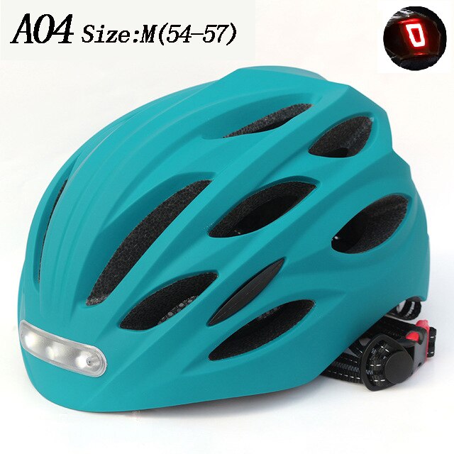 Led-Licht Fietshelm Ultralight Eps + Pc Cover Mtb Racefiets Helm Integraal Mold Fietshelm Unisex veilig Rijden Cap: Blue M A04