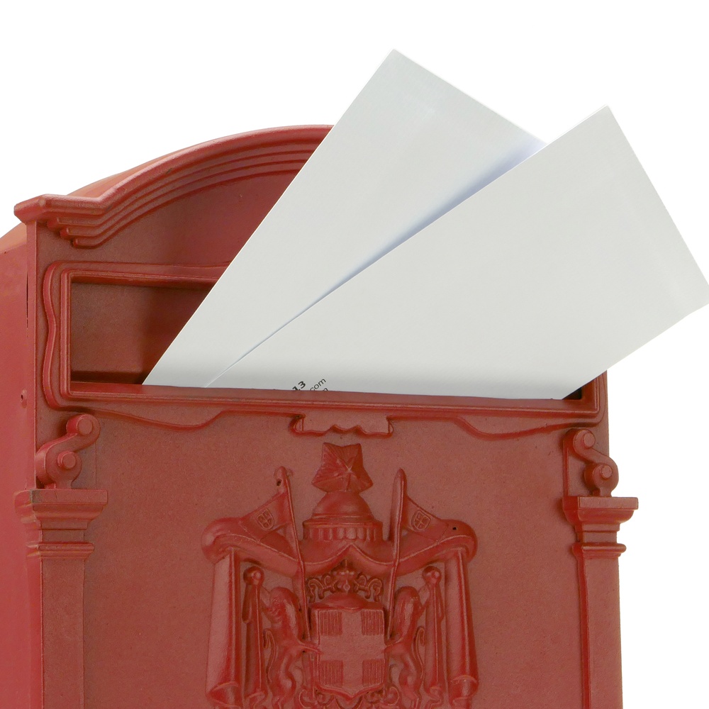 PrimeMatik - Buzón antiguo metálico para cartas y correo postal de color rojo