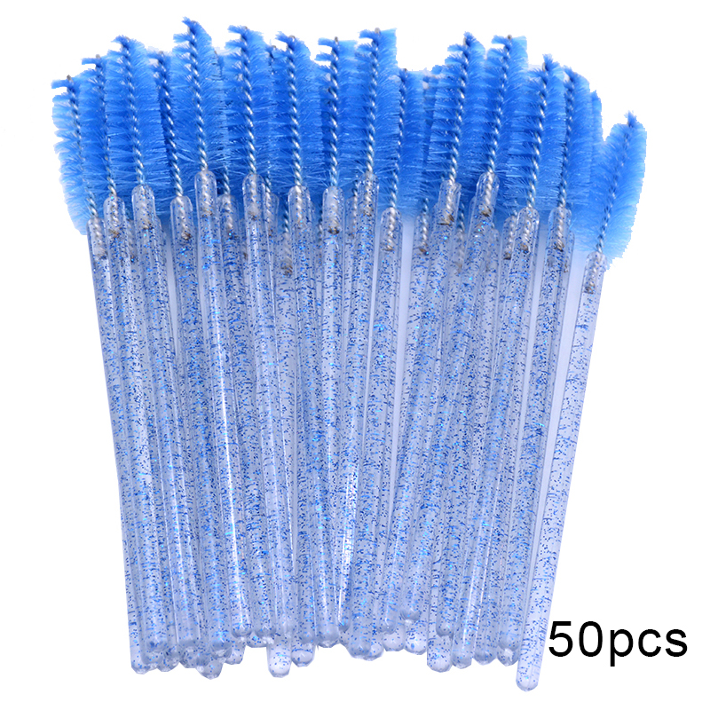 50 szt. Jednorazowe mikro brokatowe tusz robić rzęs różdżki mini kryształbyć winnym oko robić rzęs grzebień robić brwi przybory kosmetyczne robić makijażu: żółty