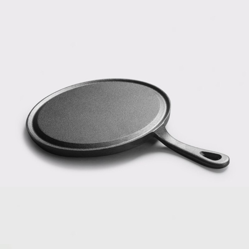 25cm Cast Iron Pancake Pan Non-stick Barbecue Steak Ham Meat Frying Plate Home Camping Cookware