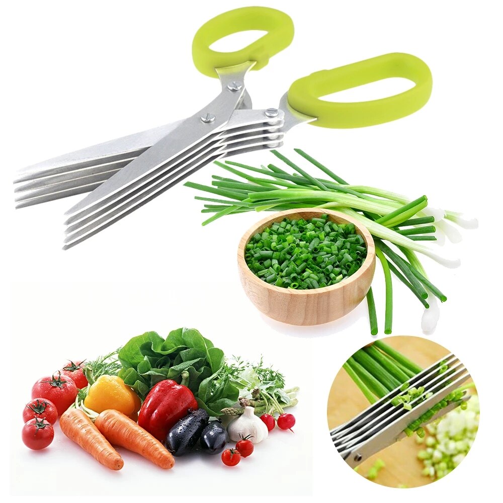 Cutter Tools for Kitchen 12.5CM Kitchen Multi-Layers Scissor Shredded Nori Chopped Scallion Herb Seaweed Spice Cutting Knife