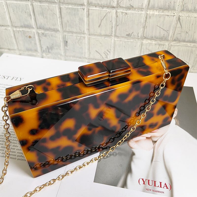 Personlighet leopard akryl flicka axelväska leopard enkelrum budväska middag fest motståndare ta väskan