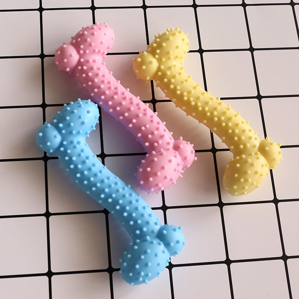 Macaron Rubber Dog Chew Toys Bone Shape Dog Chewing Toys for Large Small Dogs Teeth Clean Interactive Large Puppy Dogs Ball Toy