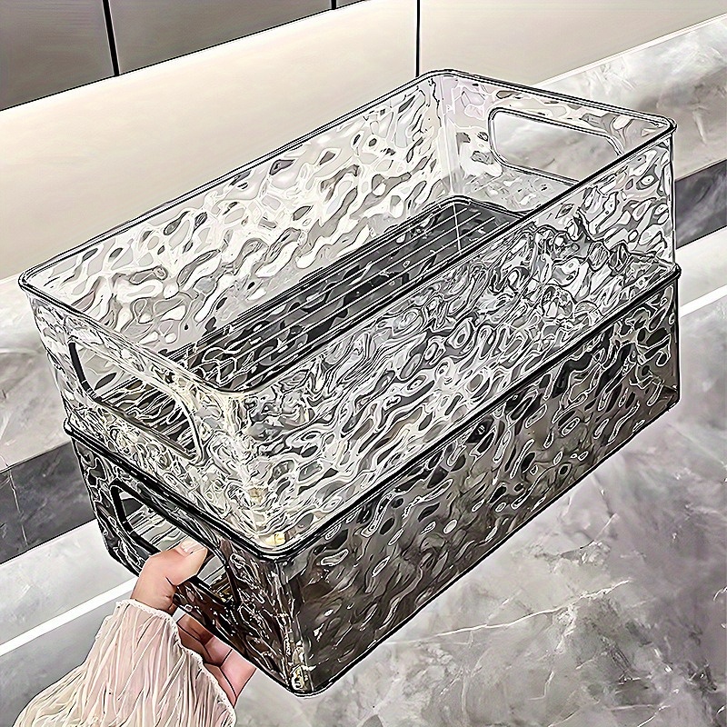Glaciärmönstrad kosmetikaförvaringslåda, lätt lyxig och högkvalitativ badrumslåda för skrivbordet, plastförvaringskorg