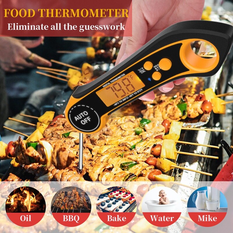 Food Thermometer Digital Instant Read Meat and Cooking Tool Kitchen Steak Deep Fry BBQ Smoker Foldable Temperature Gauge