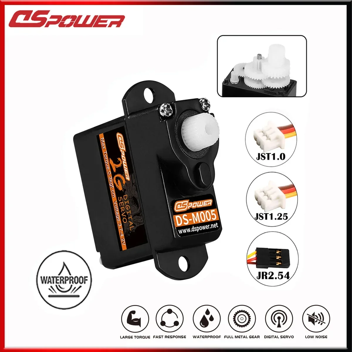 DSPOWER 2g Micro Servo Digital sin núcleo engranaje de plástico JR/JST enchufe Mini Servos para Rc helicóptero avión barco accesorios de modelo de coche