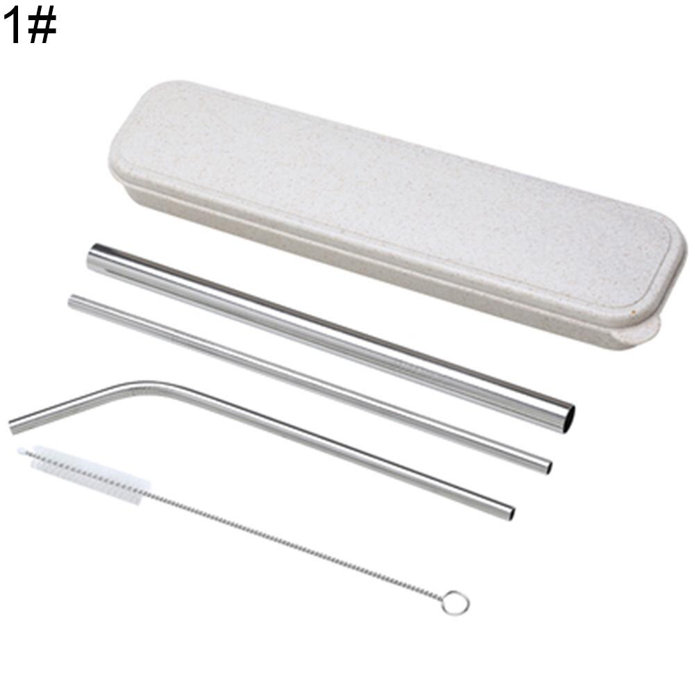3Pcs Rvs Herbruikbare Gebogen Rechte Rietje Party Bar Drinkware: Stainless Steel