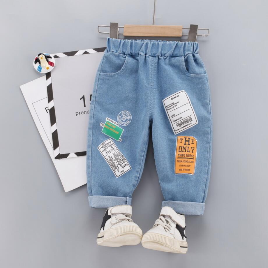 Pantalon en jean pour garçons, lettres imprimées, style Cowboy, décontracté, Long, pour enfants de 1, 2, 3 et 4 ans,